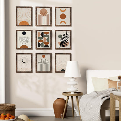 Vittanly 8x10 Picture Frames Set of 9, Shatter Resistant Plexiglass, Display 5x7 Pictures with Mat or 8x10 without Mat, Photo Frames for Wall or Tabletop, Engineered Wood, Black - Colors A
