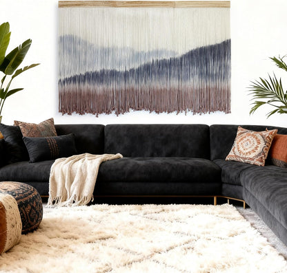 AKSWSHO Macrame Wall Hanging, Extra Large Mountain Dip-Dye Handmade Cotton Tapestry 59.06" x 38.19", Oversized Boho Wall Décor for Living Room Bedroom Studio Entryway, Serene Handcrafted Home Gift