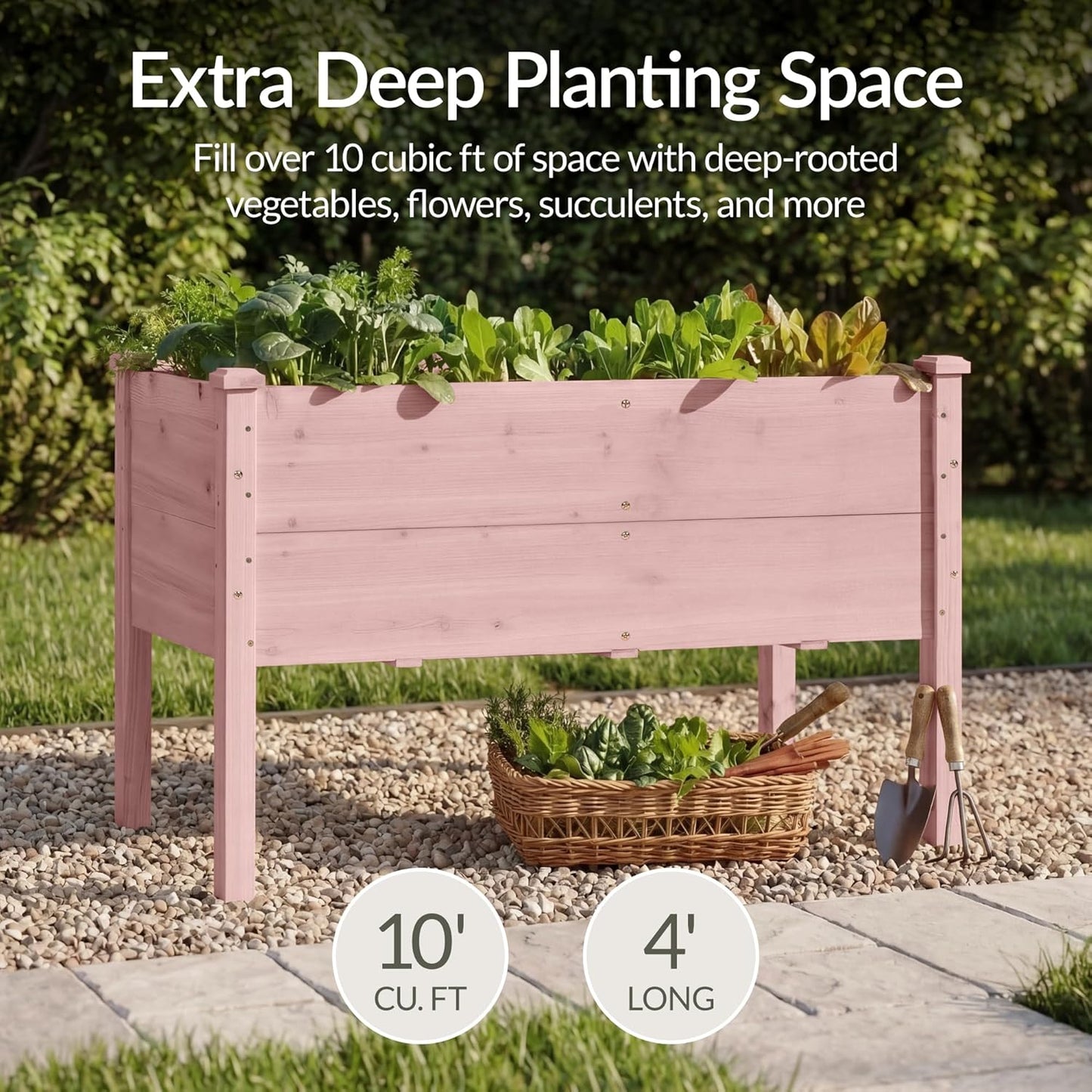 Best Choice Products 72x24x30in Raised Garden Bed, Elevated Wood Planter Box Stand for Backyard, Patio, Balcony w/Divider Panel, 6 Legs, 300lb Capacity - Natural