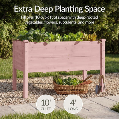 Best Choice Products 72x24x30in Raised Garden Bed, Elevated Wood Planter Box Stand for Backyard, Patio, Balcony w/Divider Panel, 6 Legs, 300lb Capacity - Natural