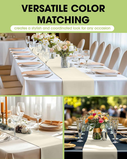 Pureegg Gold Plastic Table Runners - 10 Pack, 14'' x 108'', Water Resistant & Disposable Centerpiece Decorations for Table Cloth, Wedding, Birthday, Holiday, Baby Shower, Party, Home Decor