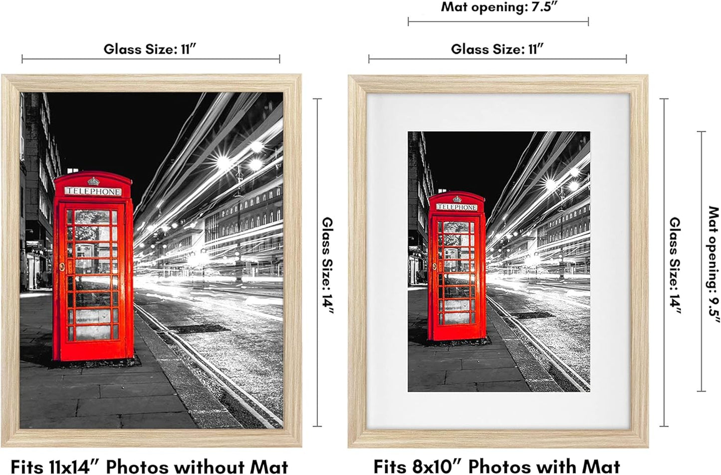 Americanflat 8x10 Picture Frame with Shatter-Resistant Glass - Use as 5x7 Frame with Mat or Display 8x10 Photo Without Mat - Signature Collection - Picture Frames for Tabletop and Wall Display - Black