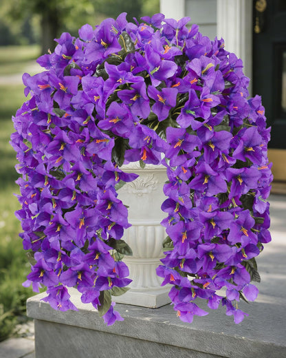 Artificial Flowers for Outdoors – 2 Bundles of UV-Resistant Artificial Bougainvillea, Realistic Silk Flowers for Front Porch, Patio, Garden, Window Boxes & Hanging Baskets (Hot Pink, 2)