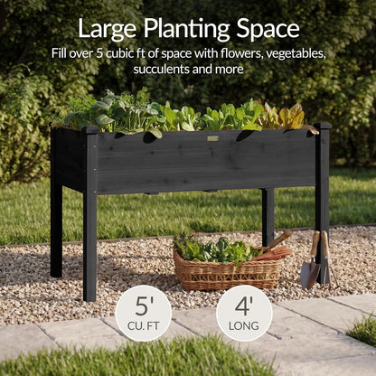 Best Choice Products 72x24x30in Raised Garden Bed, Elevated Wood Planter Box Stand for Backyard, Patio, Balcony w/Divider Panel, 6 Legs, 300lb Capacity - Natural
