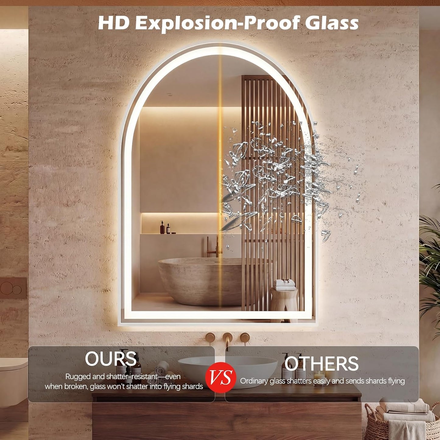 Sweetcrispy 20"x30" Arched Gold Bathroom Mirrors for Wall, Bathroom Mirrors for Over Sink, Metal Framed with HD Shatter-Proof Glass for Entryway, Living Room, Bedroom