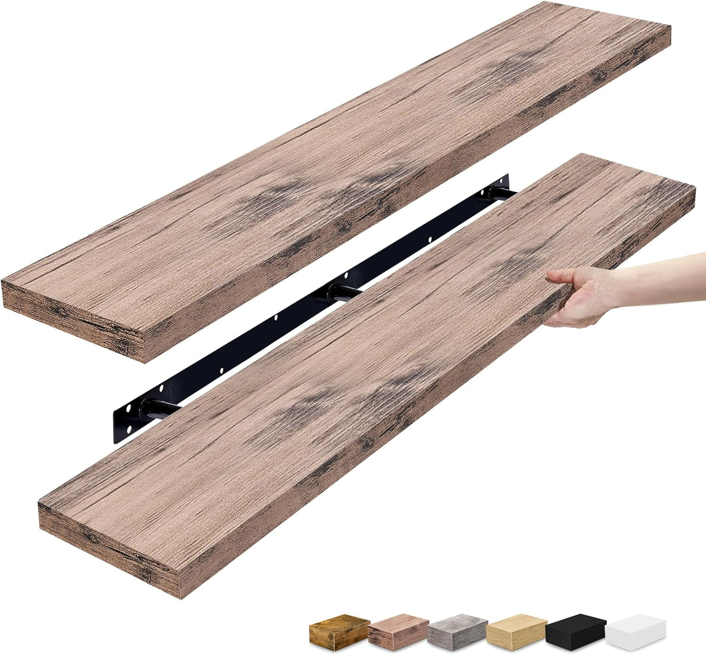 Sorbus Floating Shelves for Wall - 48 Inch Long Bathroom Shelves, Wall Decor for Bedroom, Kitchen, Living Room & Book Storage - Mounted Floating Shelf with Invisible Brackets (Maple Wood, 2 Pack)