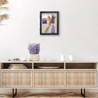 Americanflat Front Opening 11x14 Shadow Box Frame with Shatter-Resistant Glass - Silhouette Collection - Shadow Box Display Case for Tabletop and Wall Display - Black