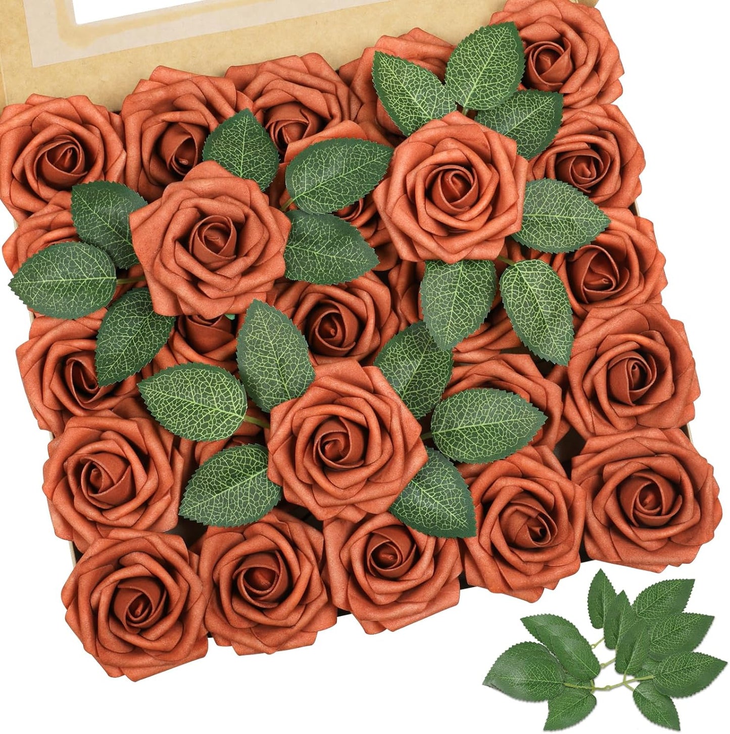 AmyHomie Artificial Flowers Dark Red Rose 25pcs Real Looking Fake Roses w/Stem for DIY Wedding Bouquets Centerpieces Arrangements Party Baby Shower Mothers Day Christmas Tree Decorations