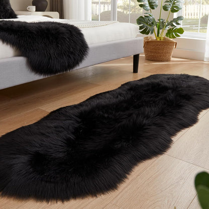 EasyJoy Ultra Soft Fluffy/Fuzzy Shaggy Area Rug Faux Fur Chair Cover Seat Pad for Bedroom Floor Sofa Living Room (2 x 6 ft Sheepskin, Beige)