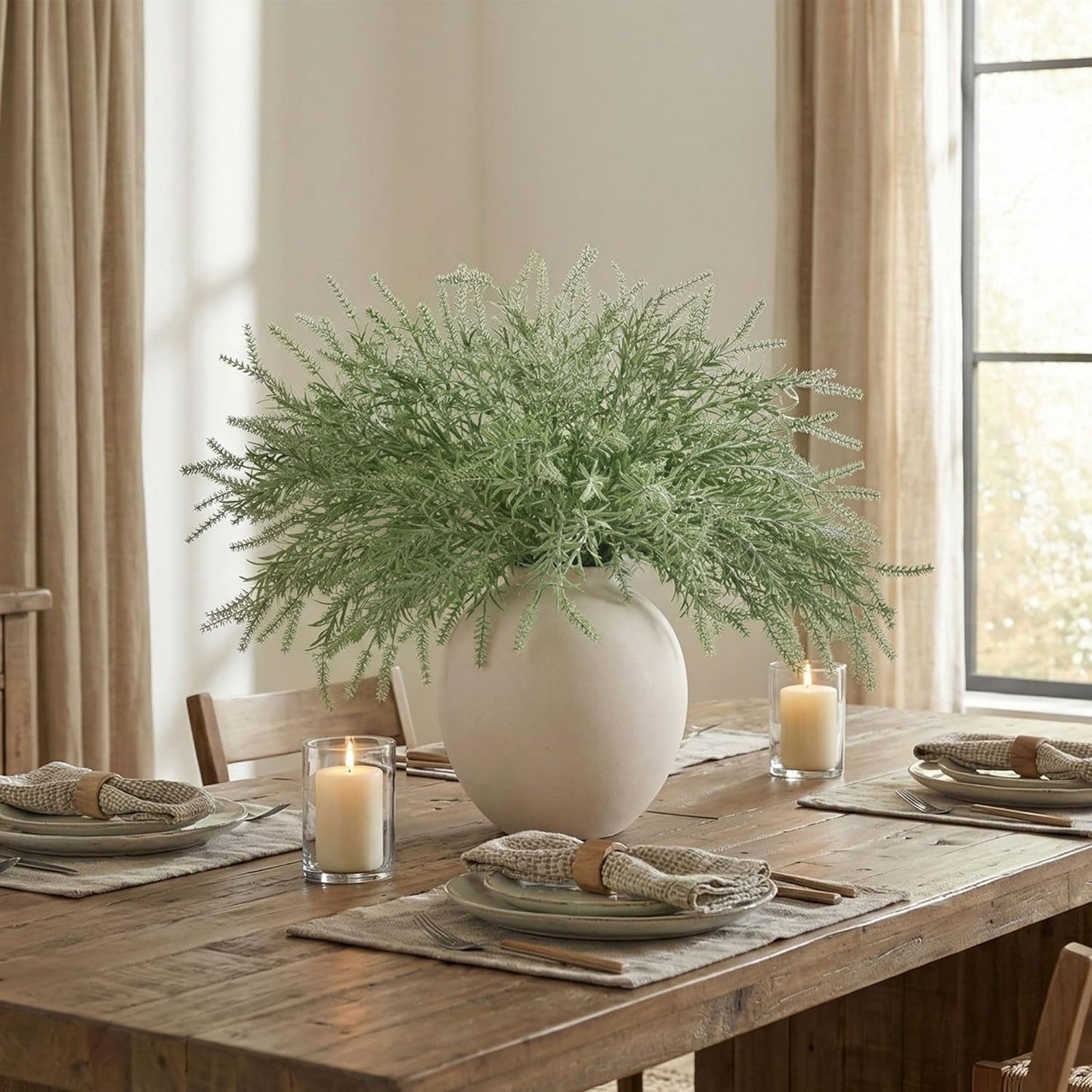 HyeFlora 5PCS Artificial Eucalyptus Leaves Stem Plants for Spring Decor, 32.7 inch Fake Leaves Greenery Branches Green Shrubs Silk Faux Foliage DIY Stems for Festival Home Kitchen Farmhouse(Green)