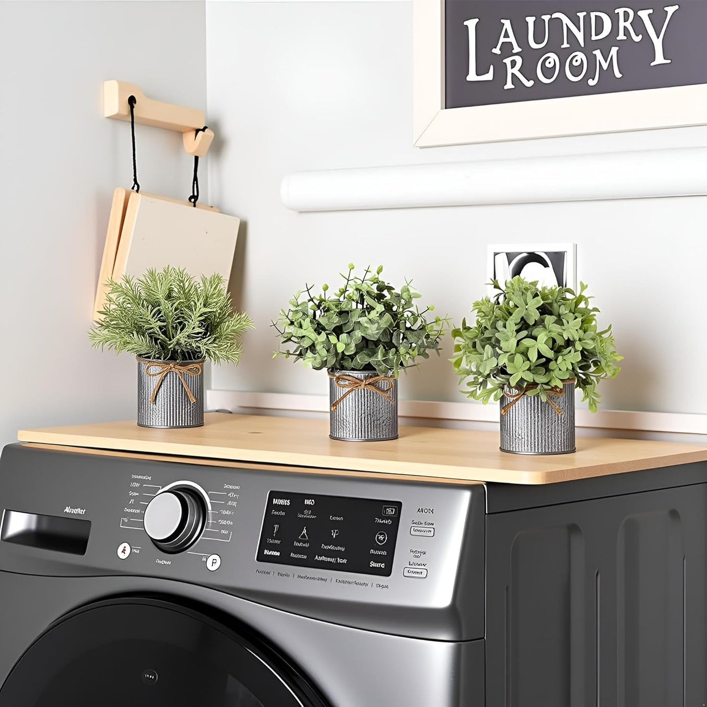 Mkono 3 Pack Small Fake Plants in Black Galvanized Metal Pots Artificial Eucalyptus Plants for Christmas Decorations Shelf Desk Home Farmhouse Room Coffee Table Bathroom Decor