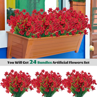 Lnoicy Artificial Greenery Plants Outdoor UV Resistant Fake Plants Boxwood Shrubs Grass,20 Bundles for Farmhouse Home Garden Office Patio Backyard Wedding and Indoor Outdoor Decoration