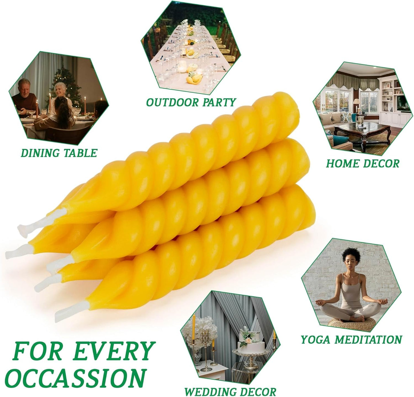 5 Inch Spirat Tapared Candles 10 Pack,0.78" Diameter Ivory Naturel Bee Candles Candlestick,7 Hours Long Lasting Smokeless and Unscented for Home Decoration
