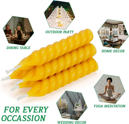 5 Inch Spirat Tapared Candles 10 Pack,0.78" Diameter Ivory Naturel Bee Candles Candlestick,7 Hours Long Lasting Smokeless and Unscented for Home Decoration