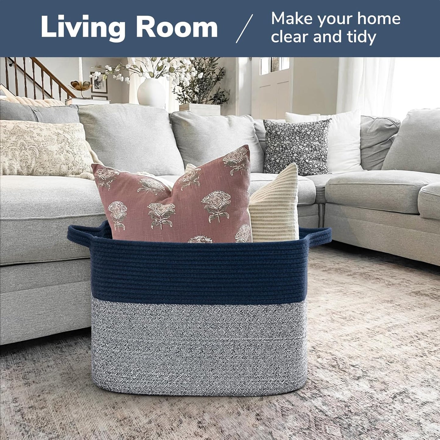Goodpick Cube Storage Bins - Towel, Book, Cloth, Shoes, Closet Shelf Woven Baskets for Office, Baby Laundry, Toys, 13''x10''x9''