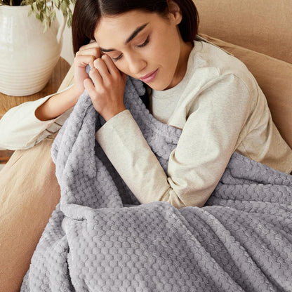 Exclusivo Mezcla Fleece Throw Blanket Extra Large, Super Soft and Warm Blankets for Couch, Sofa and Bed Waffle Textured, Cozy, Fuzzy and Lightweight (Slate Blue, 50x70 Inches)