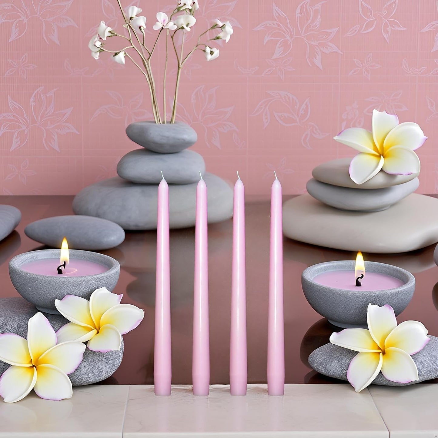 4 Pack White Taper Candles丨Taper Candles 10 Inch Dripless丨Unscented & Smokeless Candlesticks Bulk丨7-8 Hours Long Burning Tall Candles丨Ideal for Christmas Weddings Parties Dinner