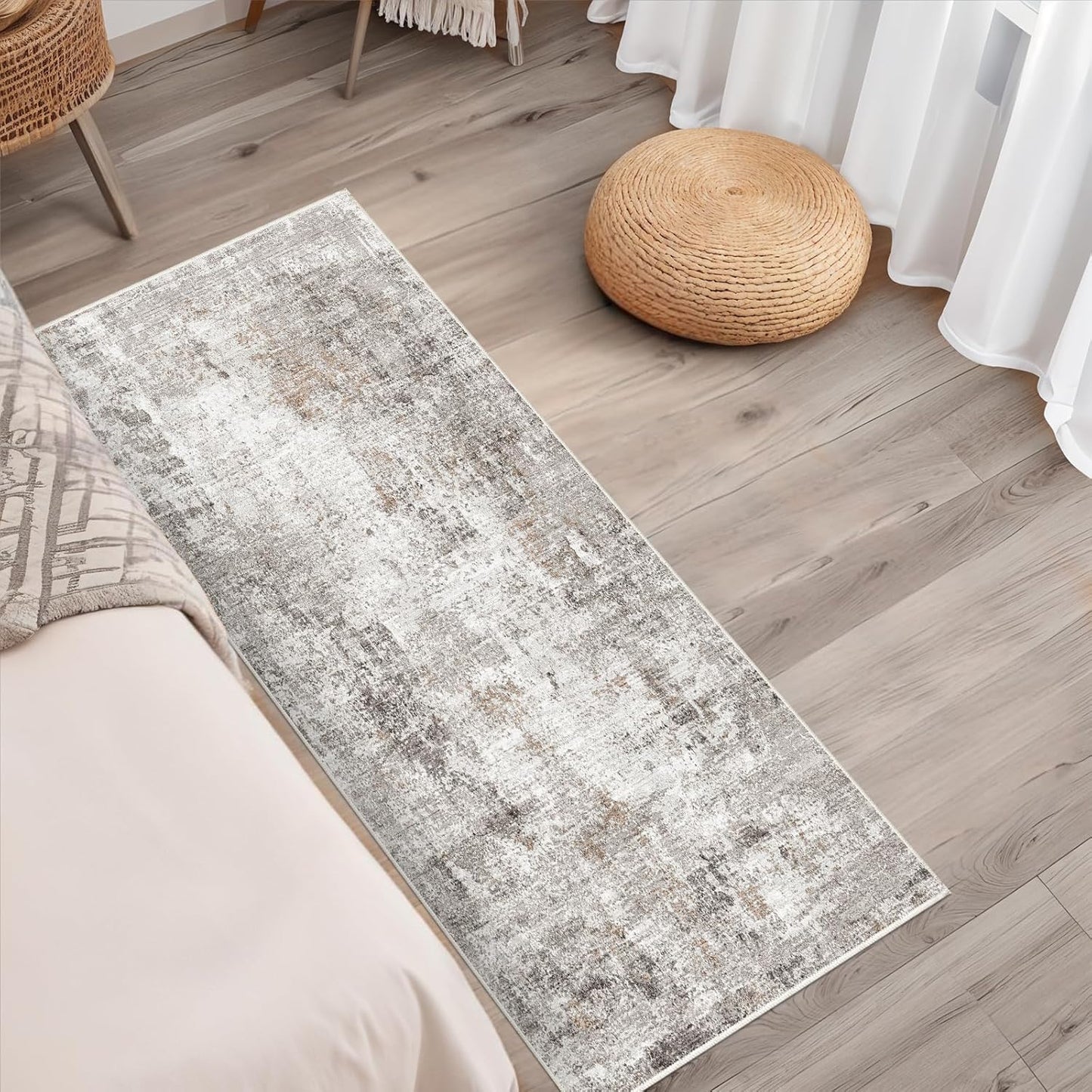 2x3 Washable Non-Slip Area Rug - Soft Low Pile Throw Rug for Kitchen Entryway Bedroom - Modern Indoor Door Mat with Rubber Backing (Beige Grey) - Colors B