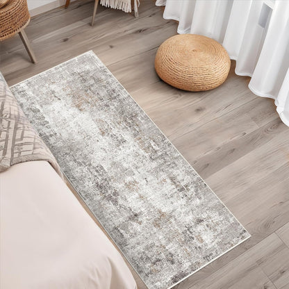 2x3 Washable Non-Slip Area Rug - Soft Low Pile Throw Rug for Kitchen Entryway Bedroom - Modern Indoor Door Mat with Rubber Backing (Beige Grey) - Colors B