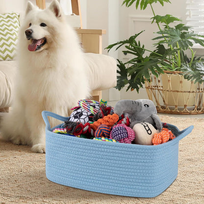 OIAHOMY Woven Basket, Gift Basket Empty with Gift Bags and Ribbons, Rope Baskets for Baby Showers, Storage Baskets with Handles for Nursery, Pet Toy Organizer - White