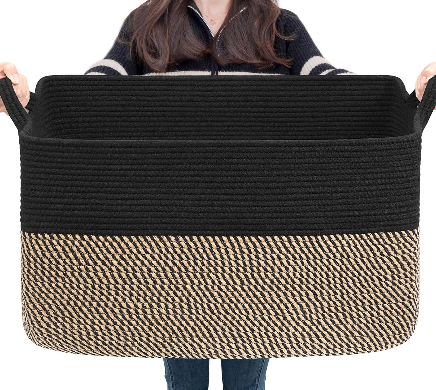 Goodpick Cube Storage Bins - Towel, Book, Cloth, Shoes, Closet Shelf Woven Baskets for Office, Baby Laundry, Toys, 13''x10''x9''
