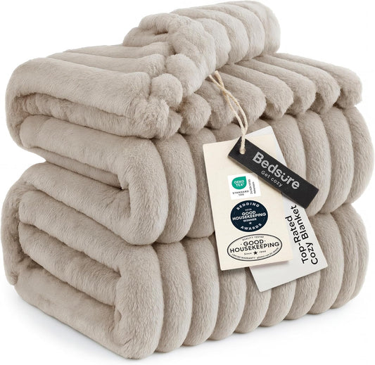 Bedsure GentleSoft White Throw Blanket for Couch - Teacher Appreciation Graduation Gifts Birthday Gifts for Women Mom Her, Cozy Fleece Throw Blanket for Girl, Room Home Decor, Off White, 50x60 Inches - Colors A