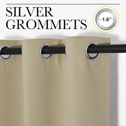 NICETOWN Halloween Pitch Black Solid Thermal Insulated Grommet Blackout Curtains/Drapes for Bedroom Window (2 Panels, 42 inches Wide by 63 inches Long, Black) - Colors E