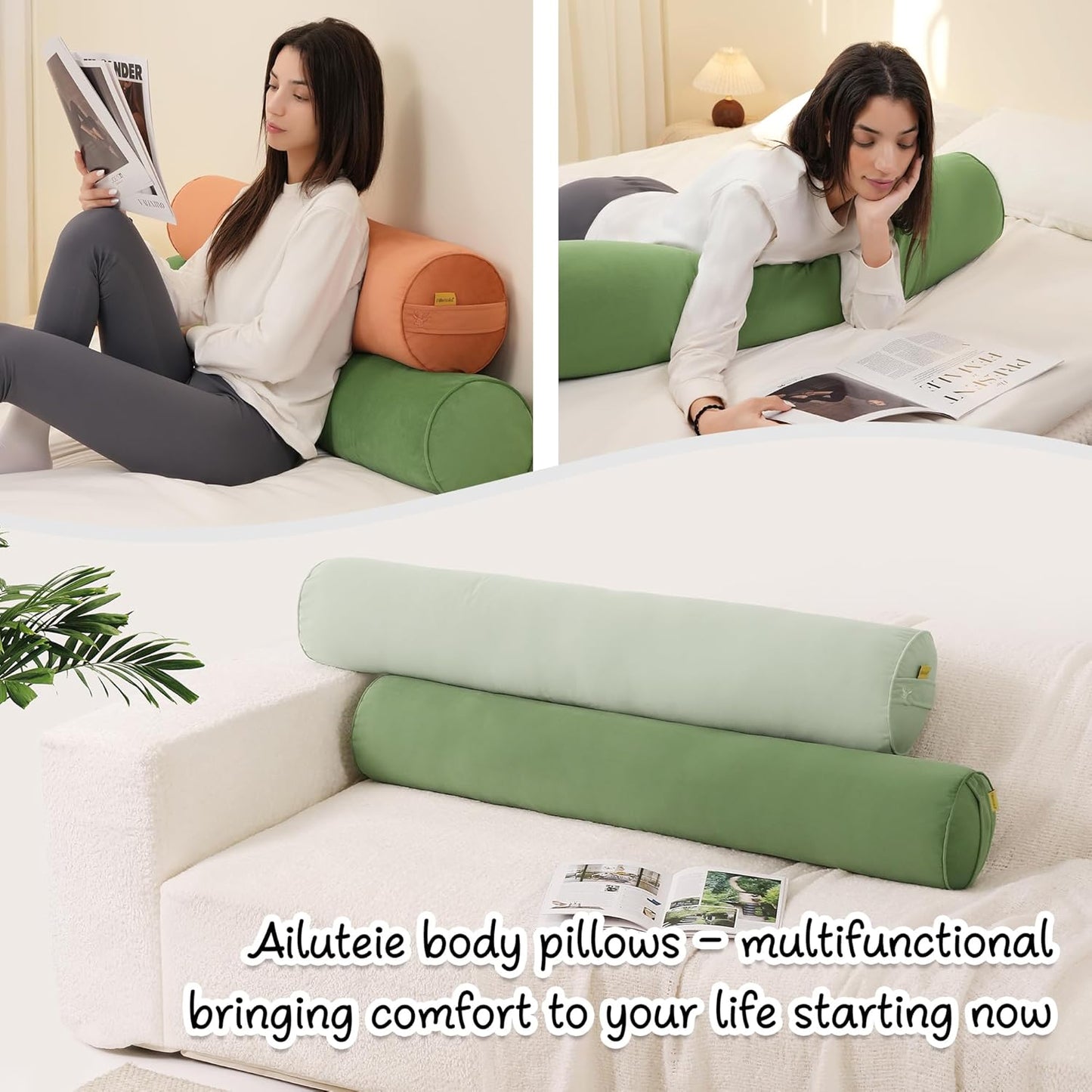 Body Pillow for Adults,Long Round Pillow,Big Cylindrical Pillow,Large Full Bolster Pillows for Side Sleepers (Steel Gray, 47.24"*7.87")