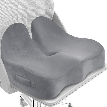 CushZone Seat Cushion, Ergonomic Memory Foam Seat Cushions for Office Chairs, Car, Long Trip, Desk Chair, Lab, Extra Large Size for Sciatica & Hip & Tailbone Pain Relief, Sciatica Support (Black)