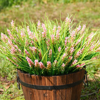 20 Bundles Artificial Plants Outdoor, UV Resistant Fake Flowers， Realistic Faux Lavender Shrubs for Porch Garden Window Box Home Decoration (Purple)