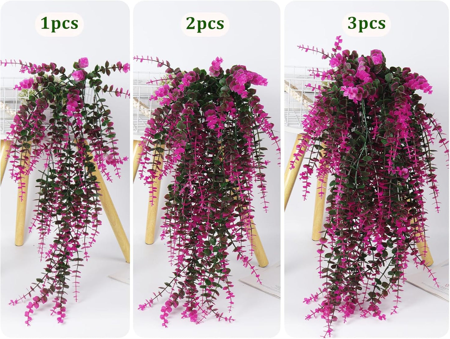 RECUTMS Artificial Hanging Plants Fake Hanging Plant Faux Eucalyptus Leaf Greenery Vine Outdoor UV Resistant Plastic Plants Home Garden Wedding Party Indoor Outdoor Decorations(White)