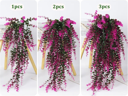 RECUTMS Artificial Hanging Plants Fake Hanging Plant Faux Eucalyptus Leaf Greenery Vine Outdoor UV Resistant Plastic Plants Home Garden Wedding Party Indoor Outdoor Decorations(White)