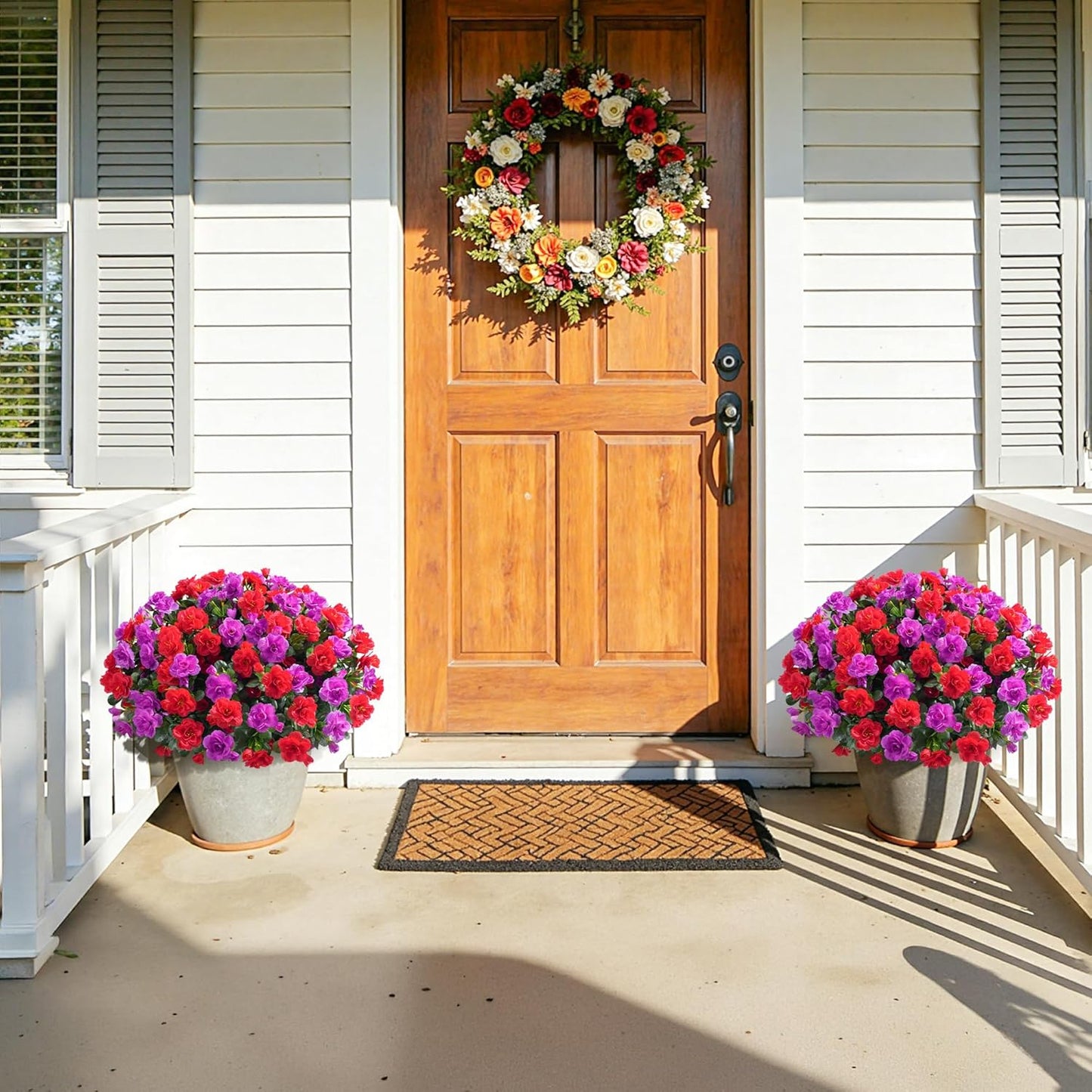 Ivydale Artificial Fake Flowers Plants for Outdoor Outside Spring Decor, Faux Silk Yellow Camellia UV Resistant Look Real for Planter Pot Porch Patio Balcony Garden Yard, 3 Large Bundles