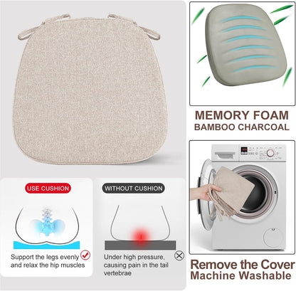 SINOSSO 1 Pack Memory Foam Chair Cushions for Dining Chair, Friendly Woven Fabric 16" U-Shape Comfortable Kitchen Chair Pad, Removable Slip Resistant Seat Cushion (1 Piece, Blue)