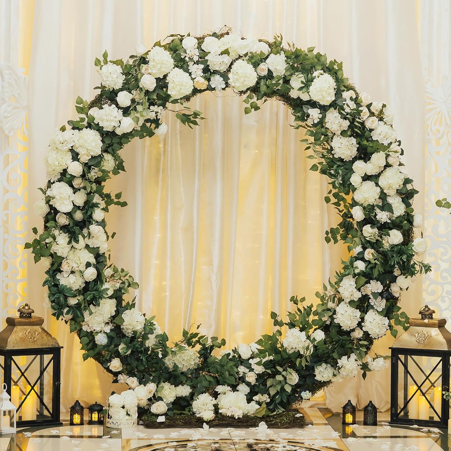 Auihiay 64 PCS Artificial Hydrangea Flowers, Silk Hydrangea Full Flowers Heads with Stems for Wedding Centerpieces, Home, Garden, Baby Shower, Party Decoration (Ivory)