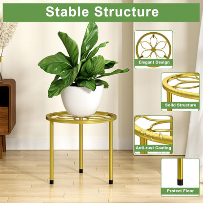 VECELO Metal Plant Stands Set of 5, Multiple Heavy Duty Flower Pot Stand, Round Plant Holder, Black