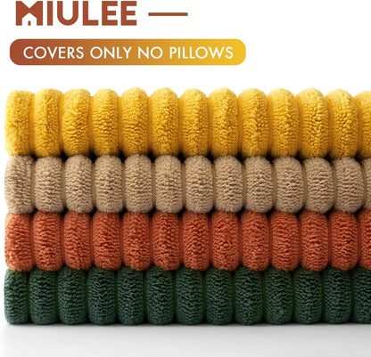 MIULEE Boho Farmhouse Sage Green Throw Pillow Covers 18x18 Inch Set of 4 Mordern Nordic Cushion Covers Soft Corduroy Spring Home Decor for Couch Bed Sofa Living Room Forest Green