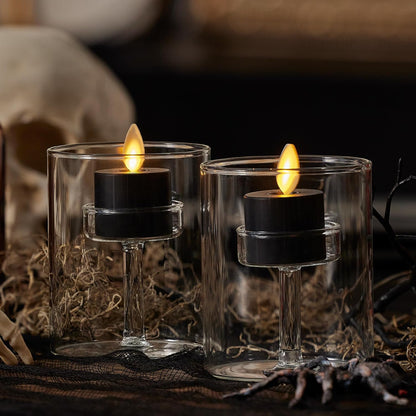 Luminara Flickering Flameless Pearl Ivory Tealights - Warm LED Light Flame Votives - Battery Operated Decor for Dining Room Table Centerpieces, Fireplace Mantel, Dinner Party, Reception - Set of 4
