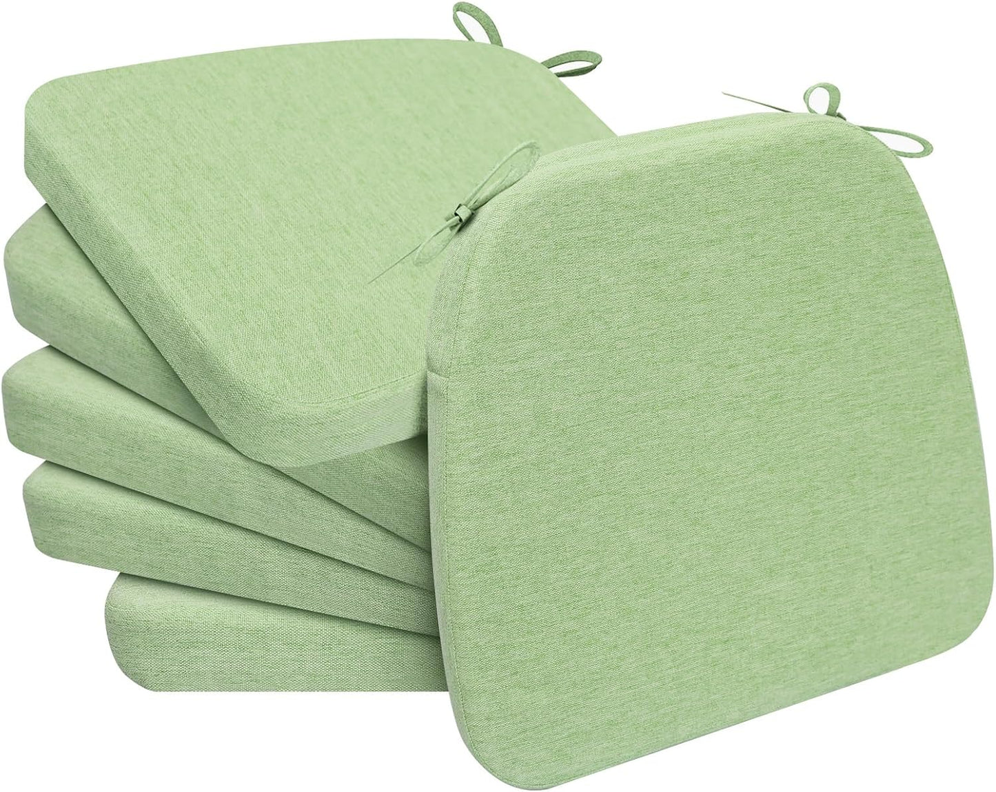 AAAAAcessories D-Shaped Chair Cushions, 2" Thick Dining Chair Pads with Ties and Removable, Machine-Washable Cover, 17" x 16", Set of 4, Oatmeal Beige - Colors A
