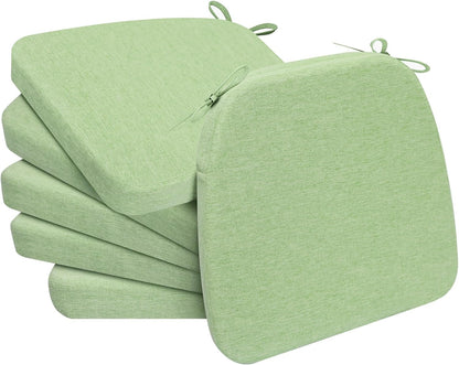 AAAAAcessories D-Shaped Chair Cushions, 2" Thick Dining Chair Pads with Ties and Removable, Machine-Washable Cover, 17" x 16", Set of 4, Oatmeal Beige - Colors A