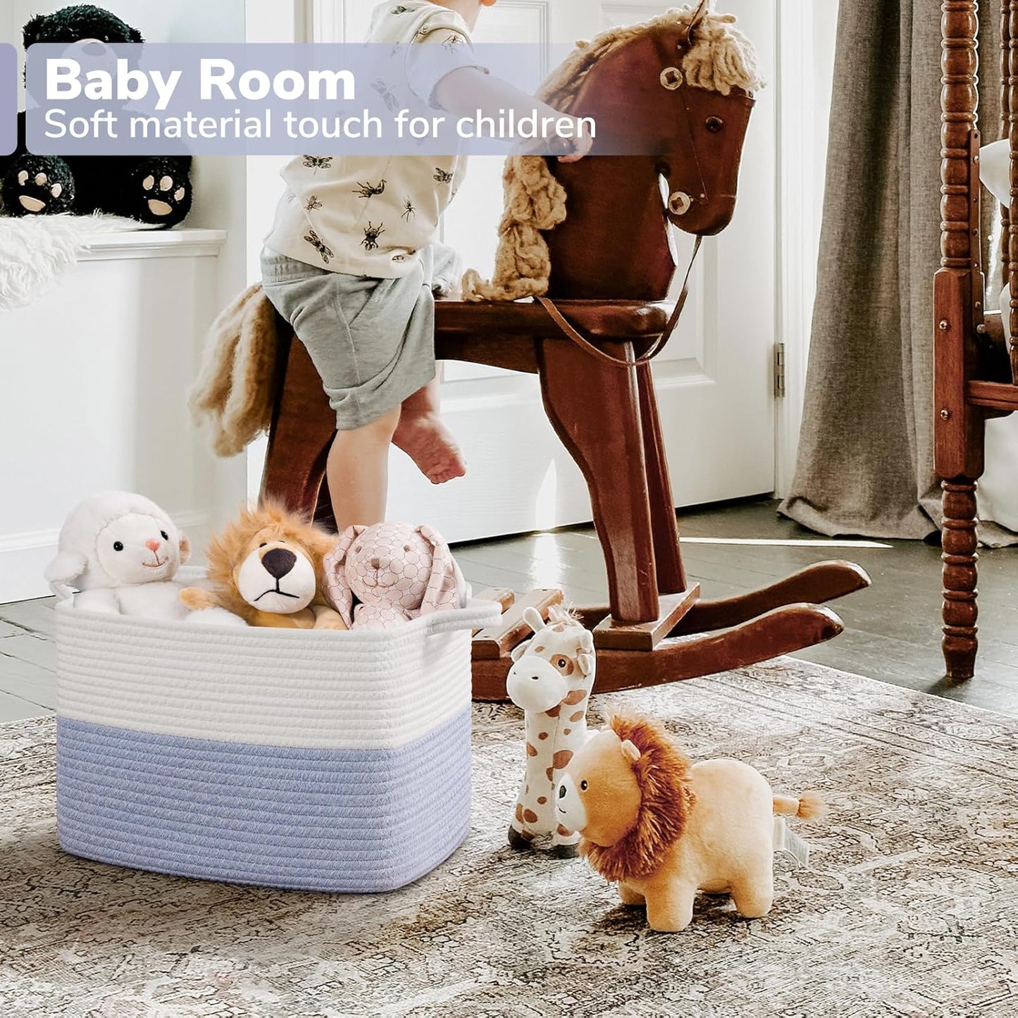 Goodpick Cube Storage Bins - Towel, Book, Cloth, Shoes, Closet Shelf Woven Baskets for Office, Baby Laundry, Toys, 13''x10''x9''