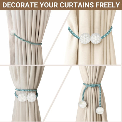 Hion Magnetic Curtain Tiebacks Black 2pcs, Curtain Tiebacks Buckles Holdbacks Holders Hooks Clip for Home Outdoor Bedroom Office Decorative Curtain