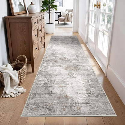 2x3 Washable Non-Slip Area Rug - Soft Low Pile Throw Rug for Kitchen Entryway Bedroom - Modern Indoor Door Mat with Rubber Backing (Beige Grey) - Colors A