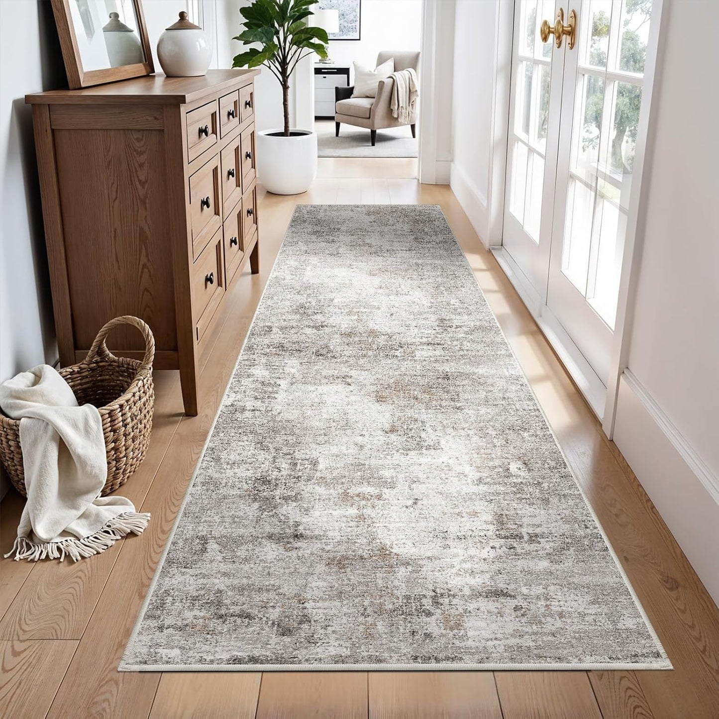2x3 Washable Non-Slip Area Rug - Soft Low Pile Throw Rug for Kitchen Entryway Bedroom - Modern Indoor Door Mat with Rubber Backing (Beige Grey) - Colors B