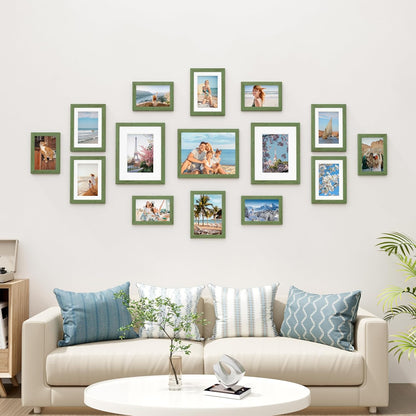 Vittanly 15 Pack Picture Frames Collage Wall Decor for Mounting or Tabletop Display, Gallery Frame Set for Family, Multi Sizes Including 3pcs 8x10, 6pcs 5x7, 6pcs 4x6, Black