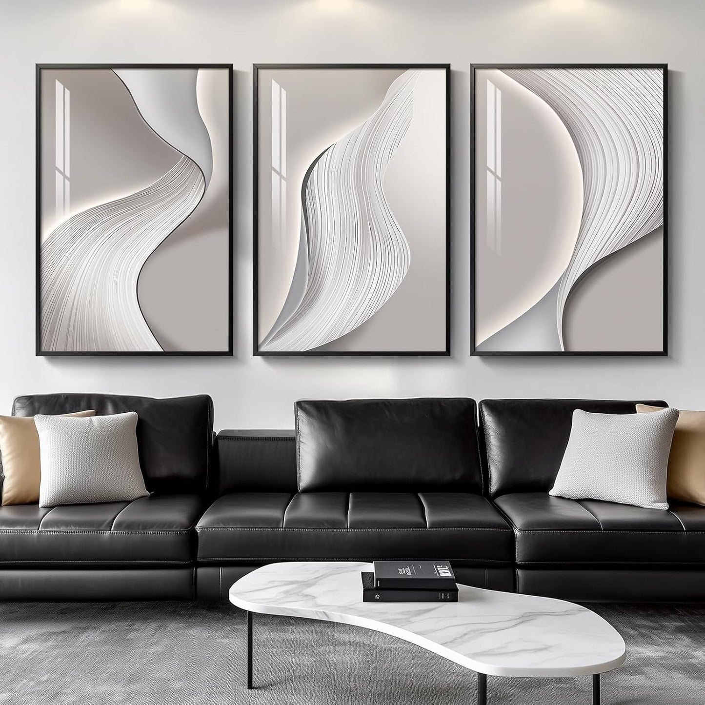 Framed Modern Luxury Gold Wall Art, Set of 3 Piece Contemporary Paintings Artwork for Walls, Golden Prints Pictures with Gold Frame, Wall Decor for Living Room, Hallway, Bedroom, Office 16x24 Inch