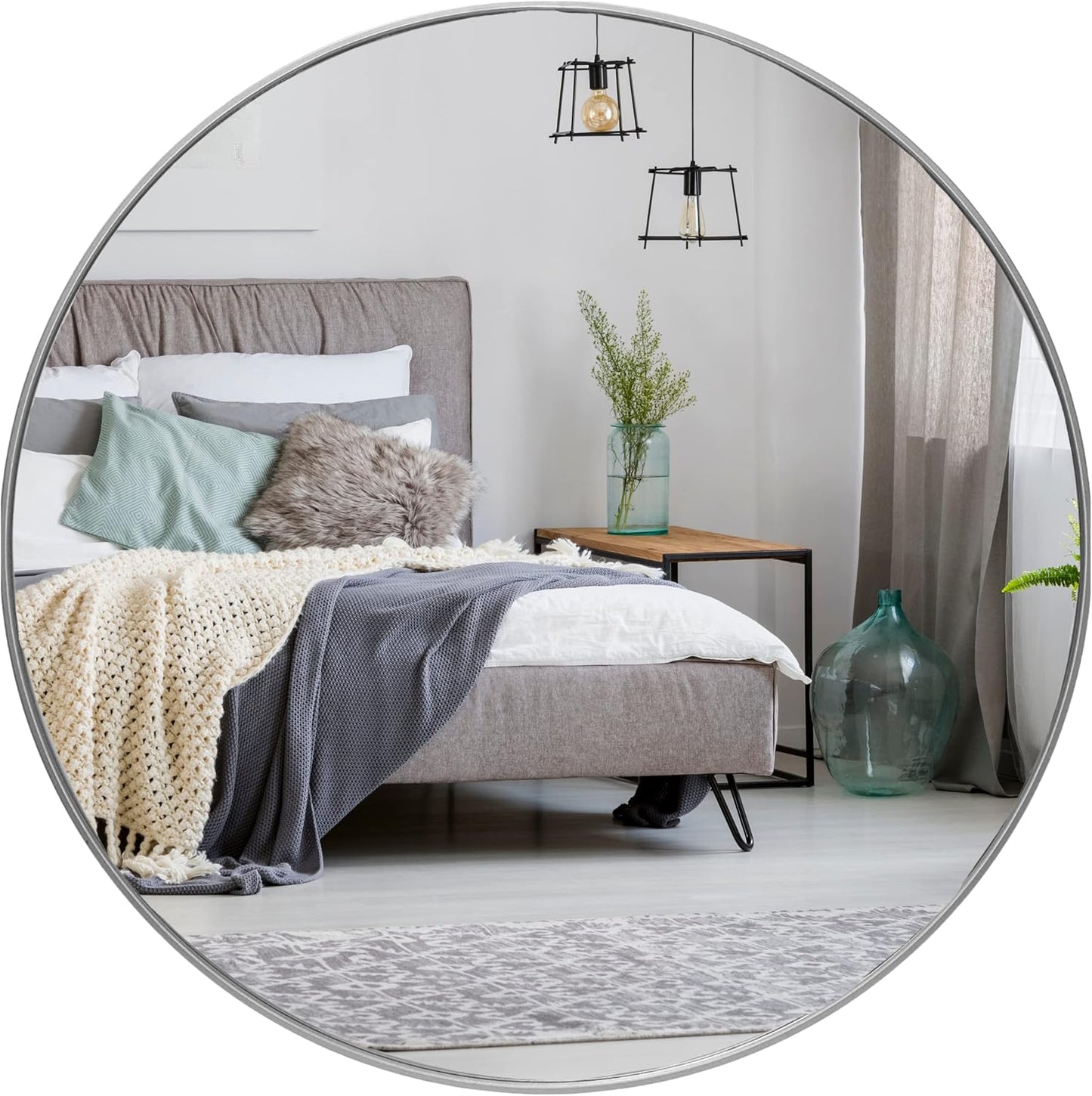 Gold Circle Wall Mirror 24 Inch Round Wall Mirror for Entryways, Washrooms, Living Rooms and More (Gold, 24")