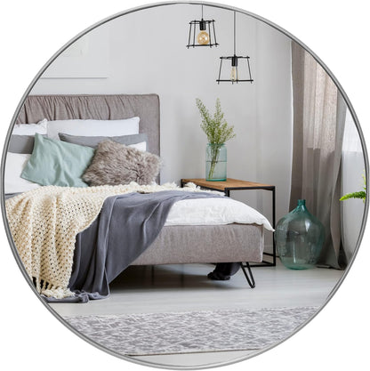 Gold Circle Wall Mirror 24 Inch Round Wall Mirror for Entryways, Washrooms, Living Rooms and More (Gold, 24")