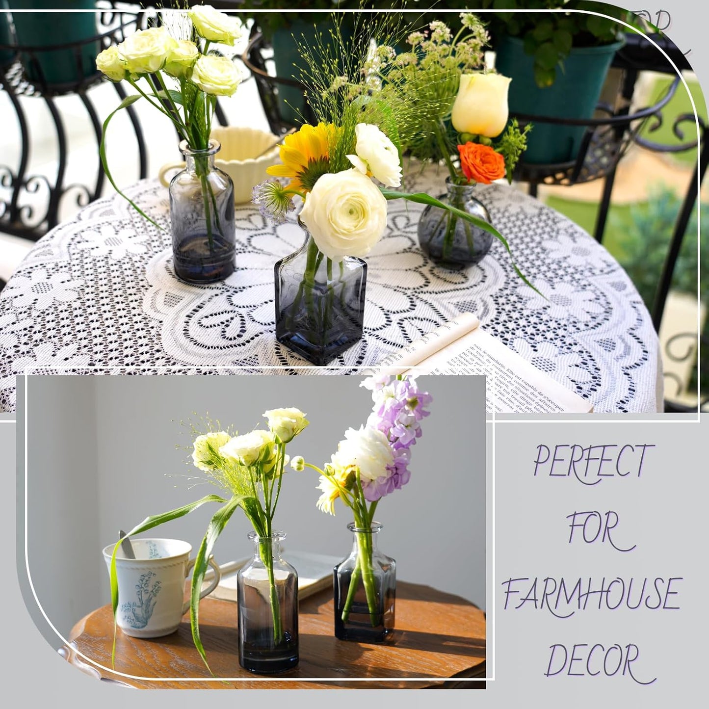 Bud Vases Set of 12, Clear Glass Bud Vase in Bulk, Small Vases for Centerpiece Mini Modern Flower Vase Transparent, Wedding Party Table Home Decor