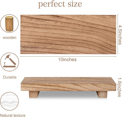 zoocatia Small Wood Tray Pedestal Stand Farmhouse Bathroom Decor Decorative Wooden Riser Kitchen Soap Dish Holder for Vanity, Counter, Sink, Brown